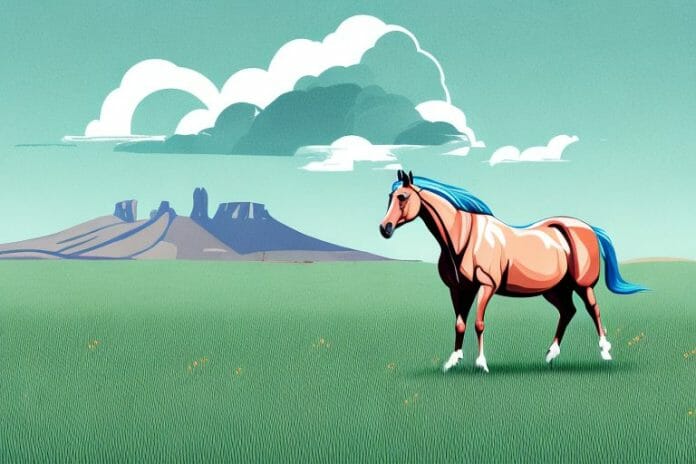 A horse in a field in newcastle