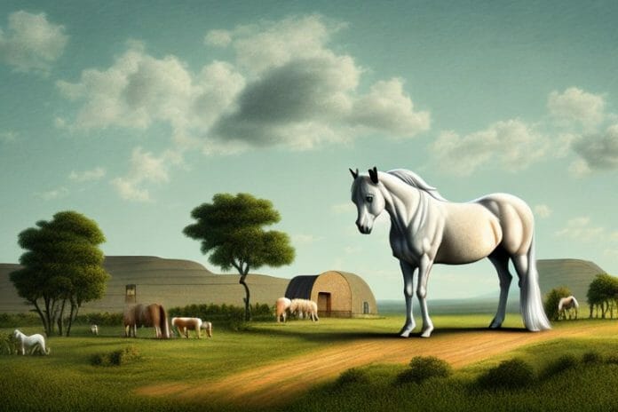 A cob horse in a rural landscape in margate