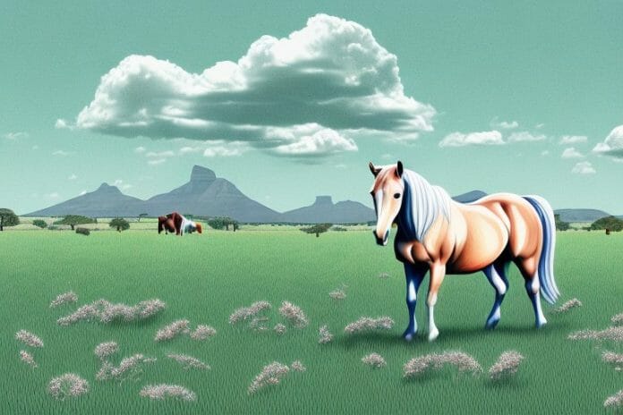 A horse in a field in westville
