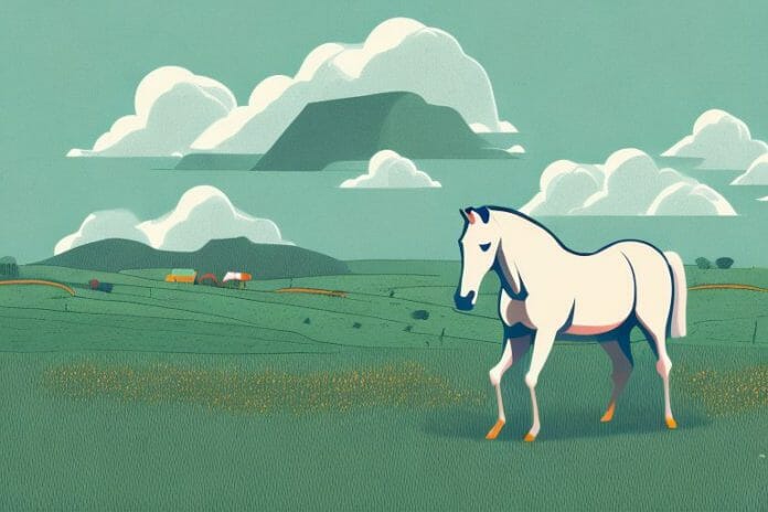 A horse in a field surrounded by the umhlanga landscape