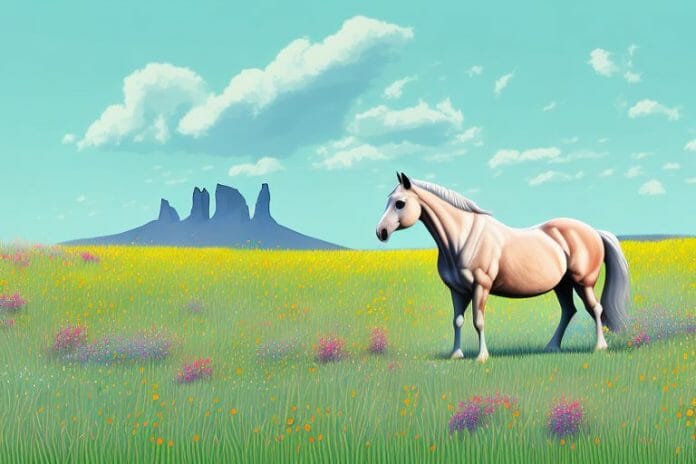 A horse in a field of wildflowers in ballito
