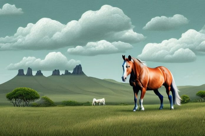 A horse in a rural landscape in eastern cape