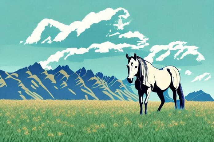 A horse in a field in queenstown