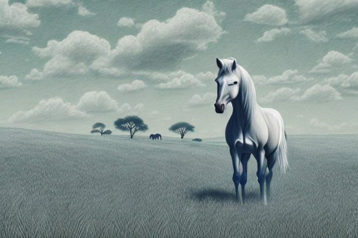 A horse in a field in parys
