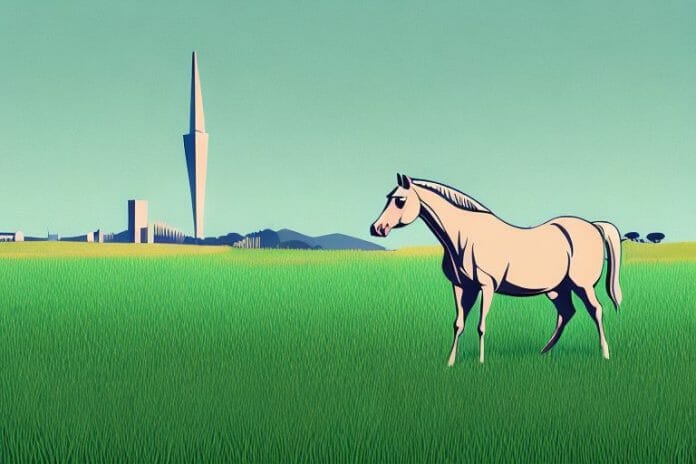 A horse in a field of grass in bethlehem