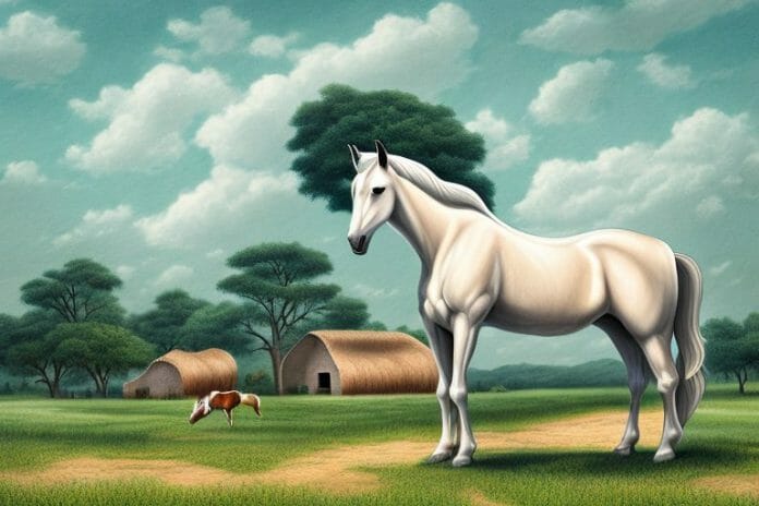 A cob horse in a rural setting in musina