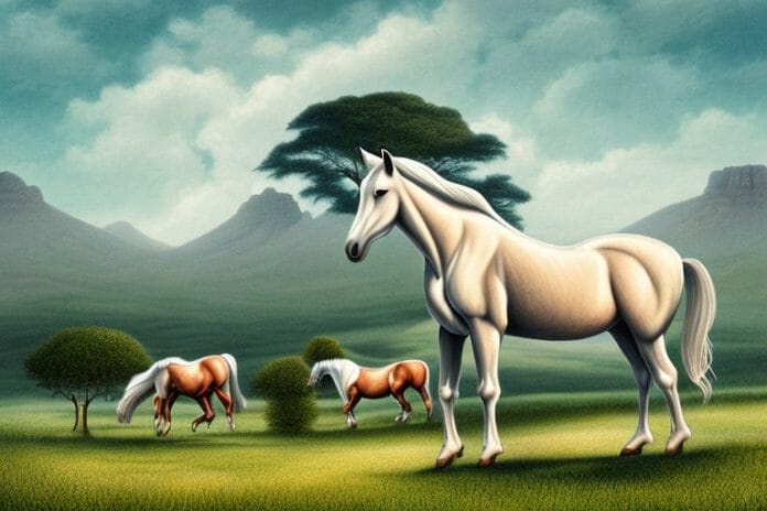 A cob horse in a rural setting in mpumalanga