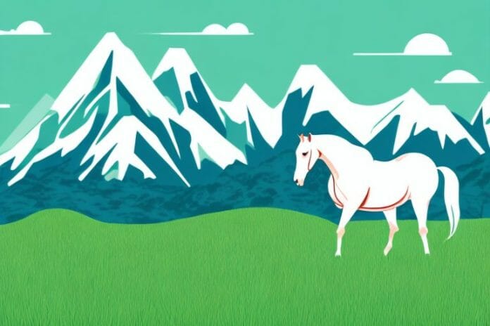 A horse in a grassy field