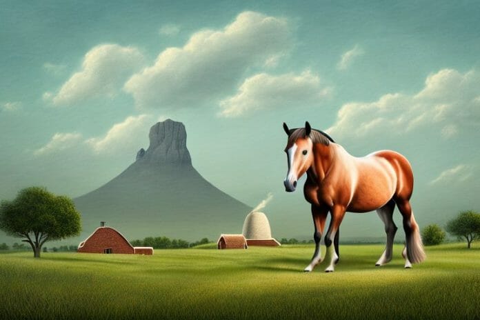 A horse in a rural landscape