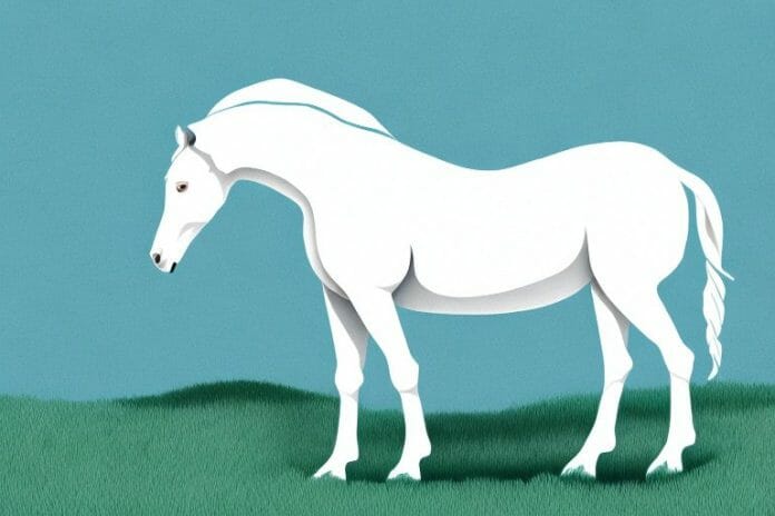 A white horse in a field in white river