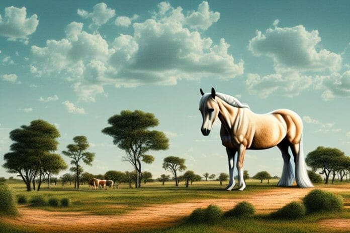 A cob horse in a rural landscape in upington