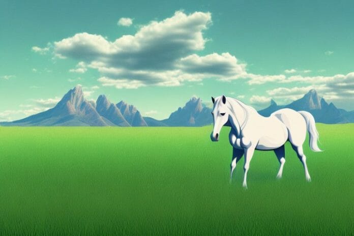 A horse in a field of grass
