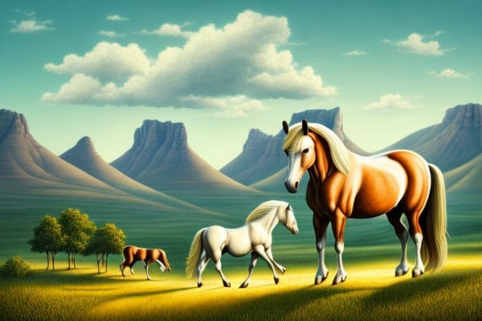 A cob horse in a rural setting