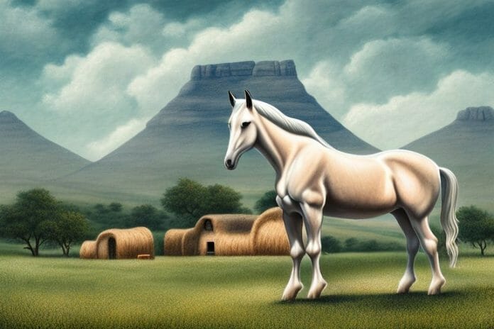 A cob horse in a rural setting in mogwase