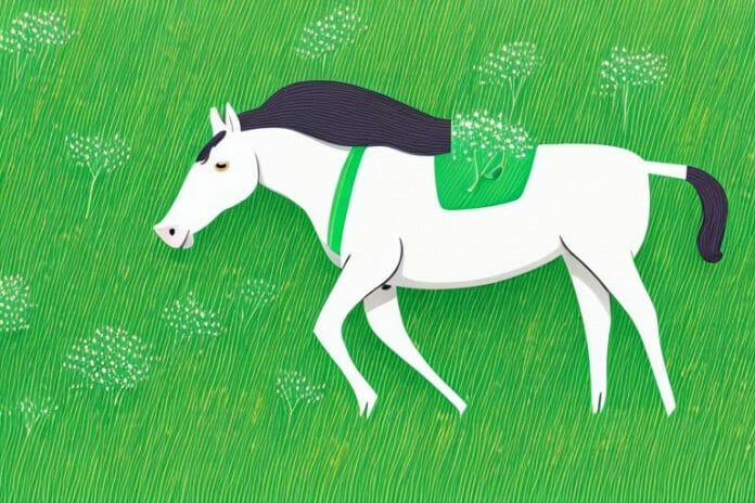 A horse in a field of lush green grass in stellenbosch