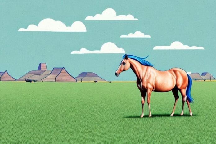 A horse in a field in oudtshoorn