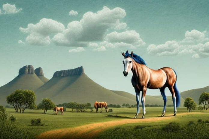 A hackney horse in a rural landscape in kwa zulu natal