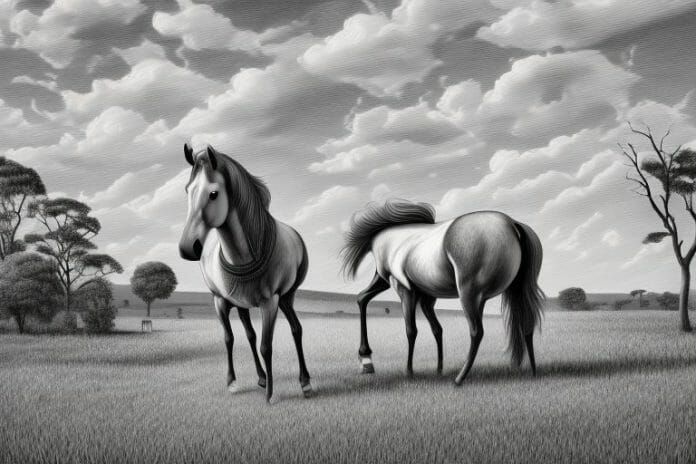 A hackney horse in a rural setting in westville