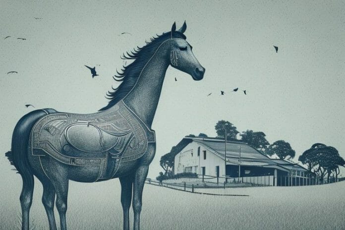 A hackney horse in a rural setting in pinetown