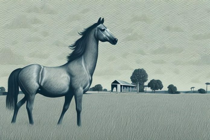 A hackney horse in a rural setting in east london