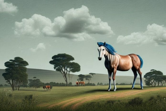 A hackney horse in a rural landscape near grahamstown