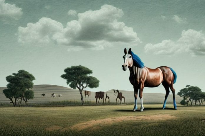 A hackney horse in a rural landscape in free state