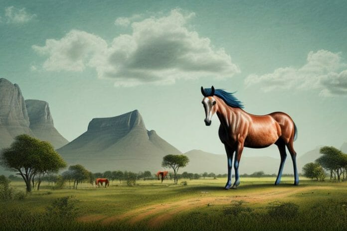 A hackney horse in a rural landscape in phuthaditjhaba