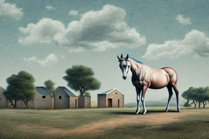 A hackney horse in a rural setting in bethlehem