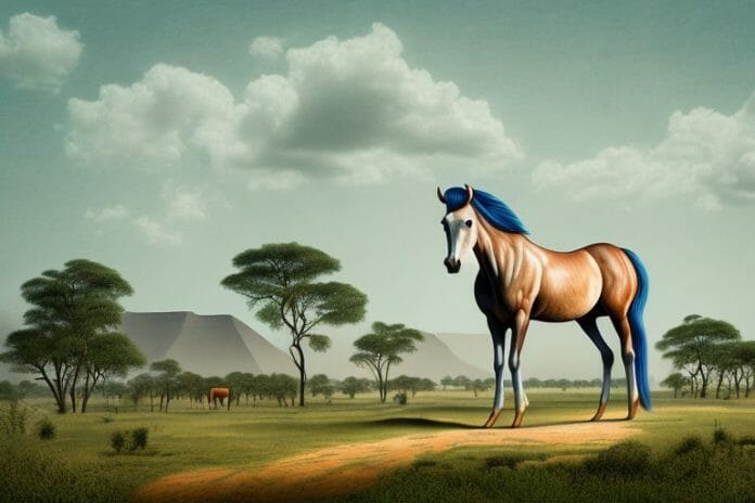 A hackney horse in a rural landscape in limpopo