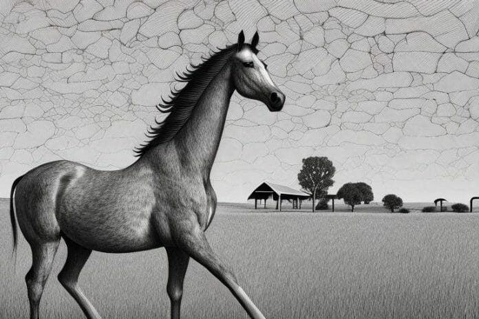 A hackney horse in a rural setting in de aar