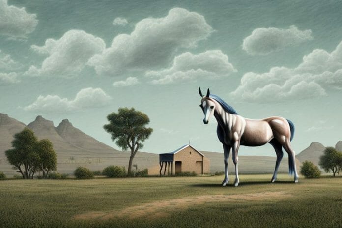 A hackney horse in a rural landscape in colesberg