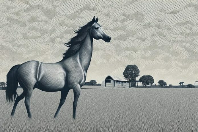 A hackney horse in a rural setting in north west