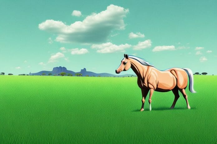 A horse in a field of grass in rustenburg