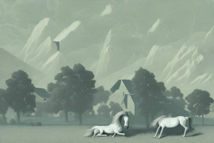 A lichtenburg landscape featuring a hackney horse in the foreground