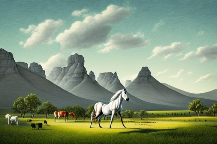 A hackney horse in a rural landscape in stellenbosch