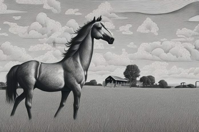 A hackney horse in a rural setting in worcester