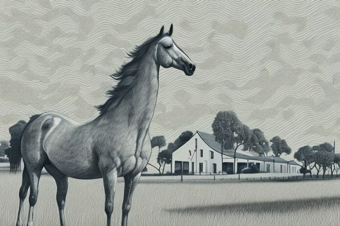A hackney horse in a rural setting in somerset west