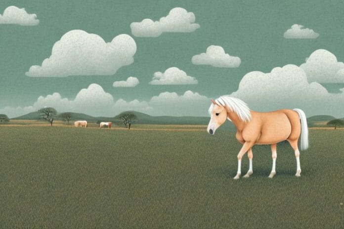 A haflinger horse in a rural landscape in phuthaditjhaba