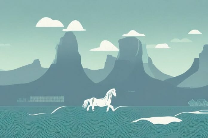 A fjord horse in a landscape of newcastle