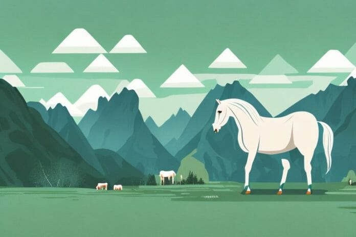 A fjord horse in a rural landscape