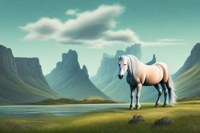 A fjord horse in a rural landscape in mthatha