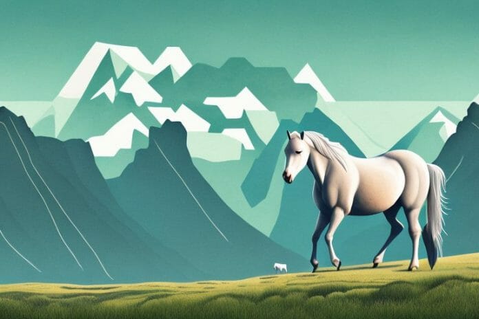 A fjord horse in a rural landscape