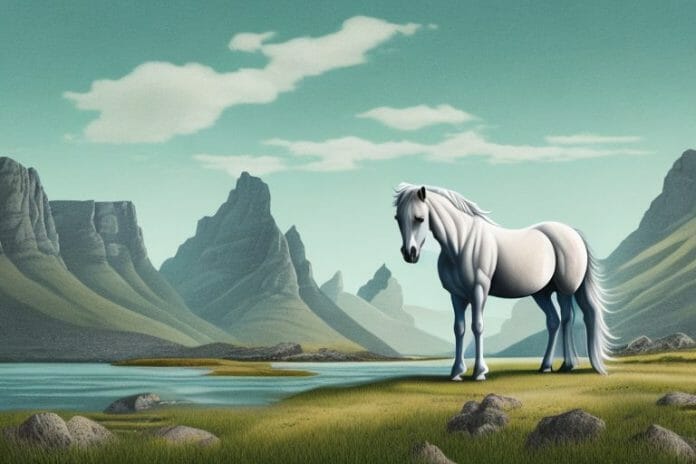 A fjord horse in a rural landscape in port alfred