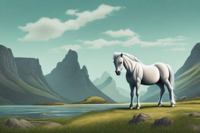 A fjord horse in a rural landscape in butterworth