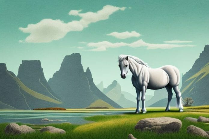 A fjord horse in a rural landscape in bloemfontein