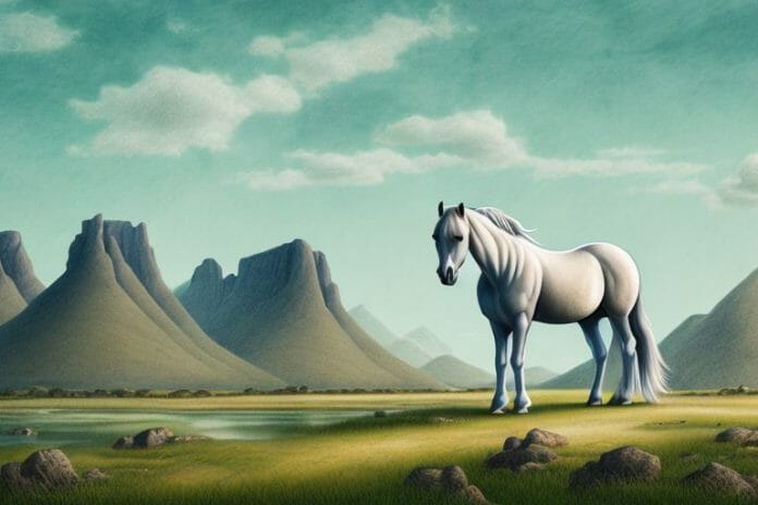 A fjord horse in a rural landscape in kroonstad