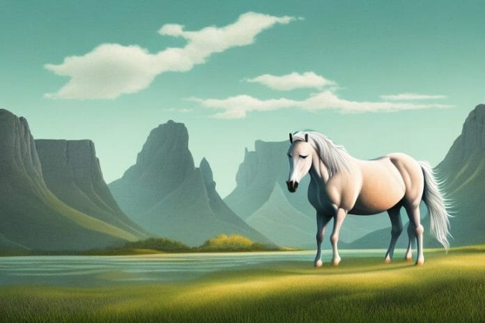A fjord horse in a rural landscape in virginia