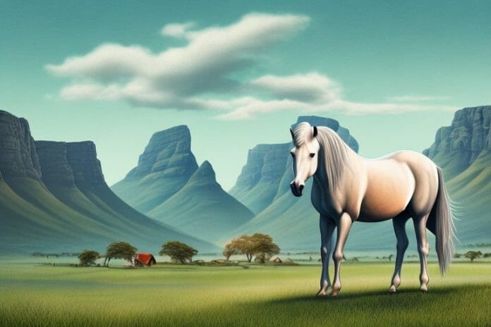 A fjord horse in a rural setting in south africa