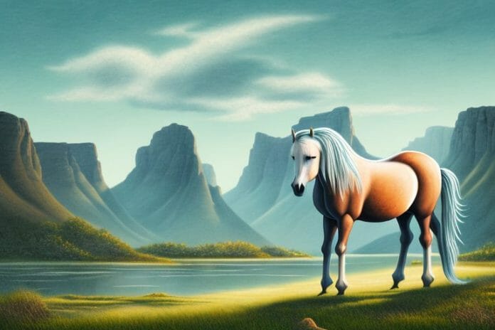 A fjord horse in a rural landscape in greater pretoria