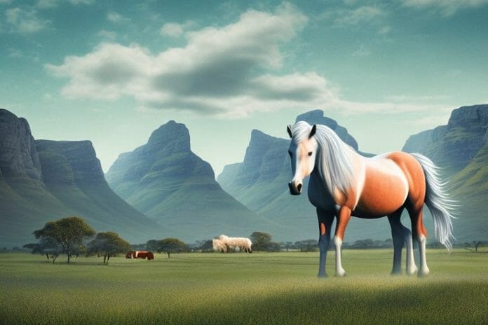 A fjord horse in a rural setting in vereeniging